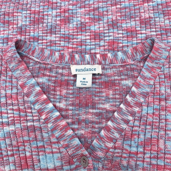 Sundance Create Beauty Henley Top Pink Blue Spacedye Ribbed Womens Medium - Picture 7 of 10